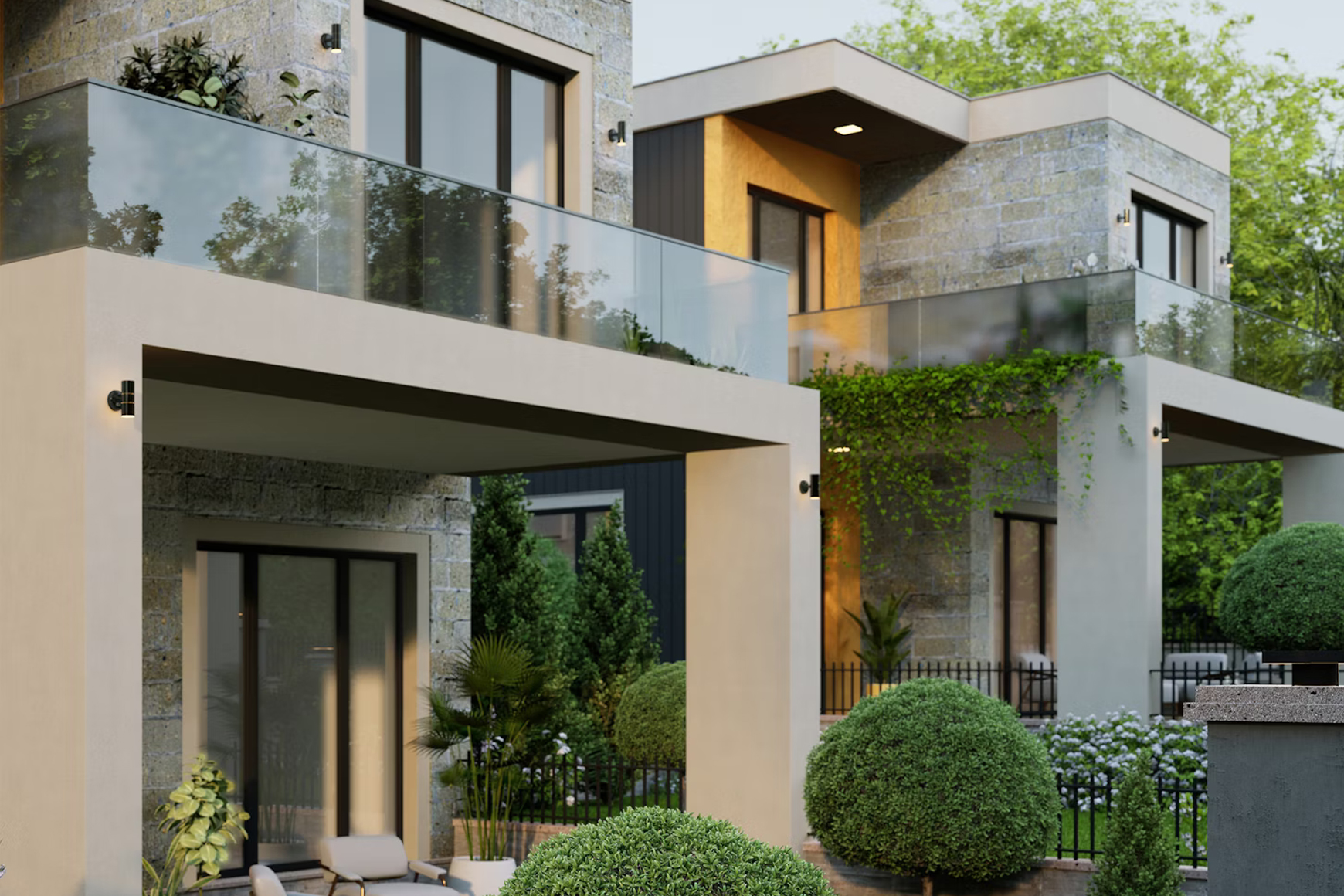 Beautiful house with trees and landscaping