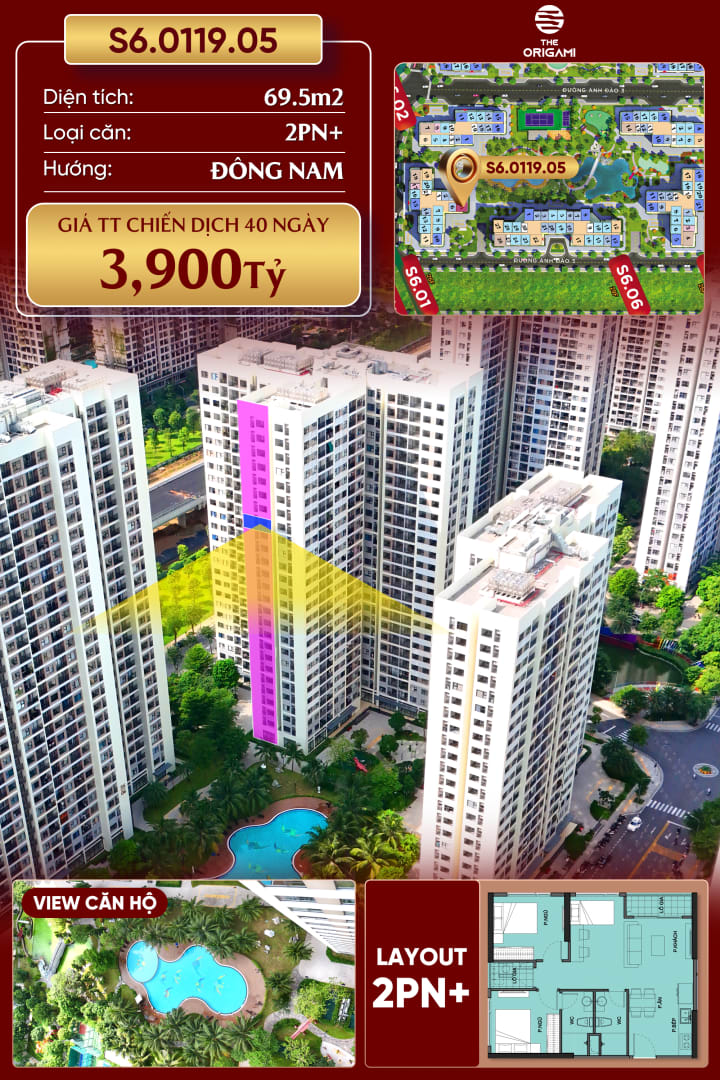 Bán 3.9 tỷ 69.5m² Căn hộ The Origami, Vinhomes Grand Park, Long Bình, Hồ Chí Minh, Việt Nam, Long Bình, Thành phố Hồ Chí Minh - Ảnh 1