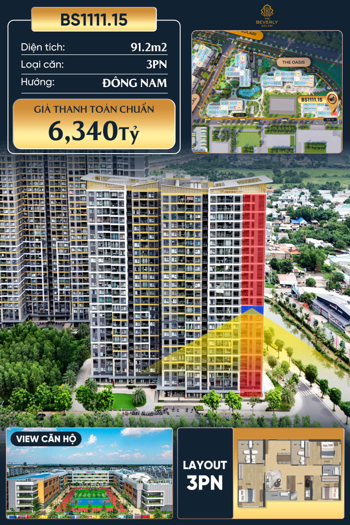 Thành phố Hồ Chí Minh - bán Căn hộ 91.2m² giá 6.3 tỷ The Beverly Solari, Long Bình, Hồ Chí Minh, Việt Nam, Long Bình - Ảnh 1