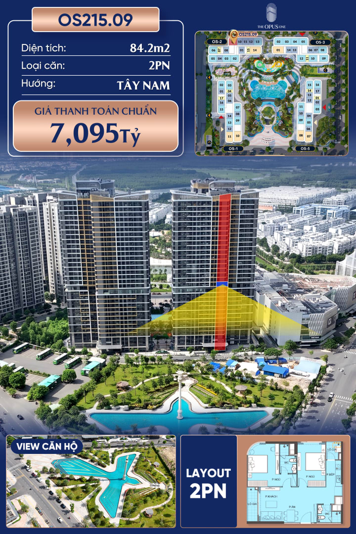 Cần bán Căn hộ 84.2m² THE OPUS ONE - VINHOMES GRAND PARK, Phường Long Bình, Quận 9, Hồ Chí Minh, Long Bình, Thành phố Hồ Chí Minh giá 7.1 tỷ - Ảnh 1