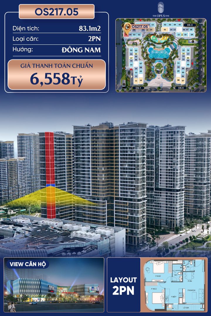 Bán 6.6 tỷ 83.1m² Căn hộ THE OPUS ONE - VINHOMES GRAND PARK, Phường Long Bình, Quận 9, Hồ Chí Minh, Long Bình, Thành phố Hồ Chí Minh - Ảnh 1