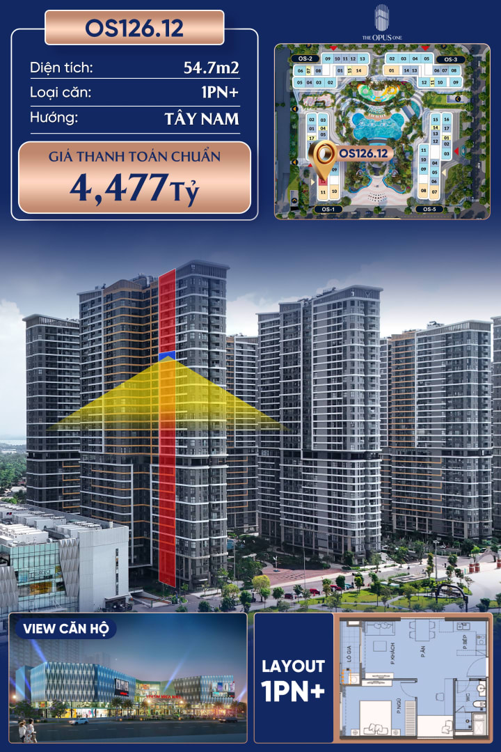 Bán Căn hộ 54.7m² giá 4.5 tỷ tại THE OPUS ONE - VINHOMES GRAND PARK, Phường Long Bình, Quận 9, Hồ Chí Minh, Long Bình, Thành phố Hồ Chí Minh - Ảnh 1