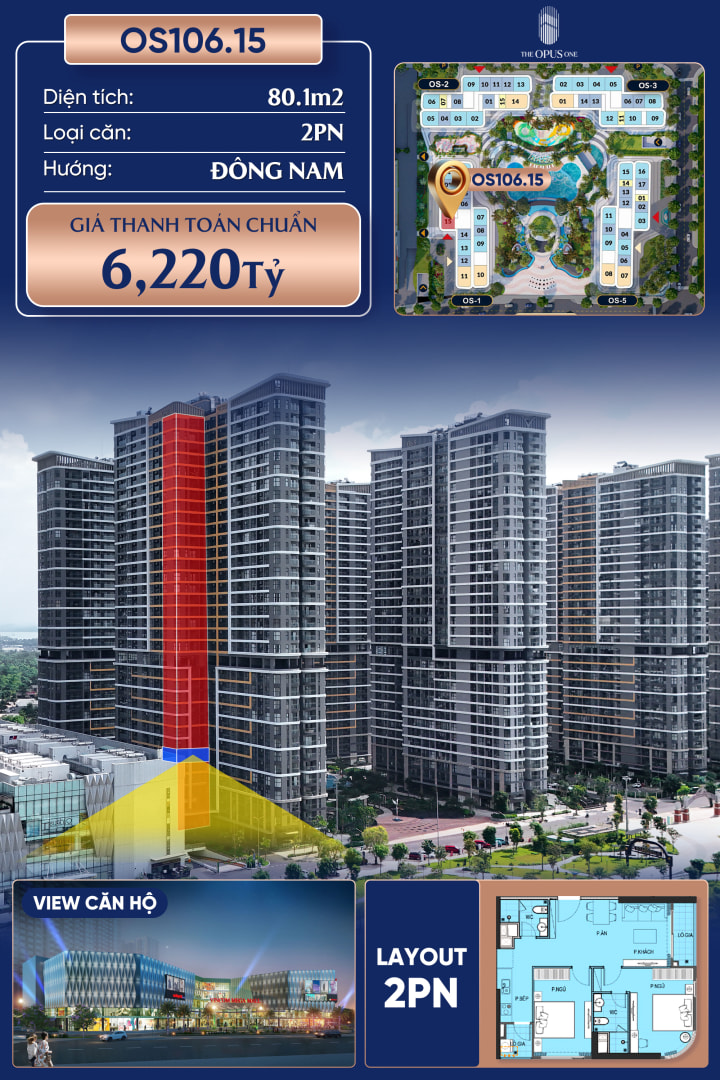 Thành phố Hồ Chí Minh - bán Căn hộ 80.1m² giá 6.2 tỷ THE OPUS ONE - VINHOMES GRAND PARK, Phường Long Bình, Quận 9, Hồ Chí Minh, Long Bình - Ảnh 1