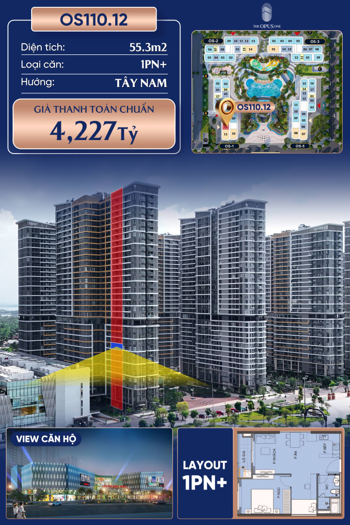Thành phố Hồ Chí Minh - bán Căn hộ 55.3m² giá 4.2 tỷ THE OPUS ONE - VINHOMES GRAND PARK, Phường Long Bình, Quận 9, Hồ Chí Minh, Long Bình - Ảnh 1