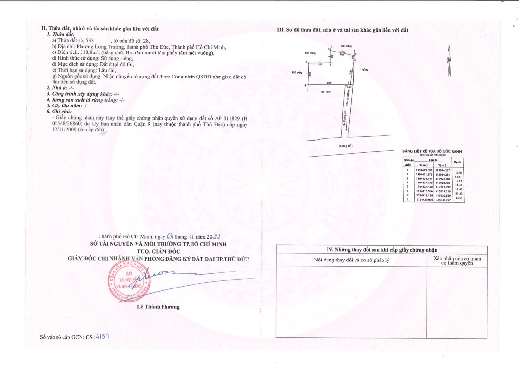 Bán Đất thổ cư 318.8m² giá 9.0 tỷ Phường Long Trường, TPHCM - Ảnh 1