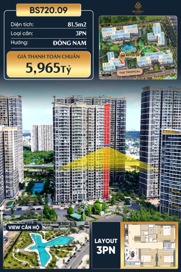 Cần bán Căn hộ 81.5m² The Beverly Solari, Long Bình, Hồ Chí Minh, Việt Nam, Long Bình, Thành phố Hồ Chí Minh giá 6.0 tỷ - Ảnh 1