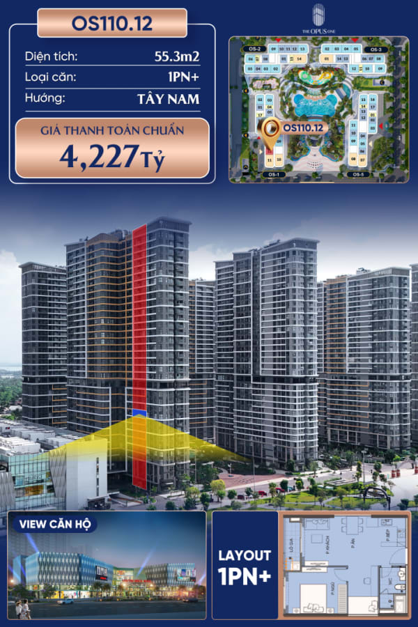 Thành phố Hồ Chí Minh - bán Căn hộ 55.3m² giá 4.2 tỷ THE OPUS ONE - VINHOMES GRAND PARK, Phường Long Bình, Quận 9, Hồ Chí Minh, Long Bình - Ảnh 1
