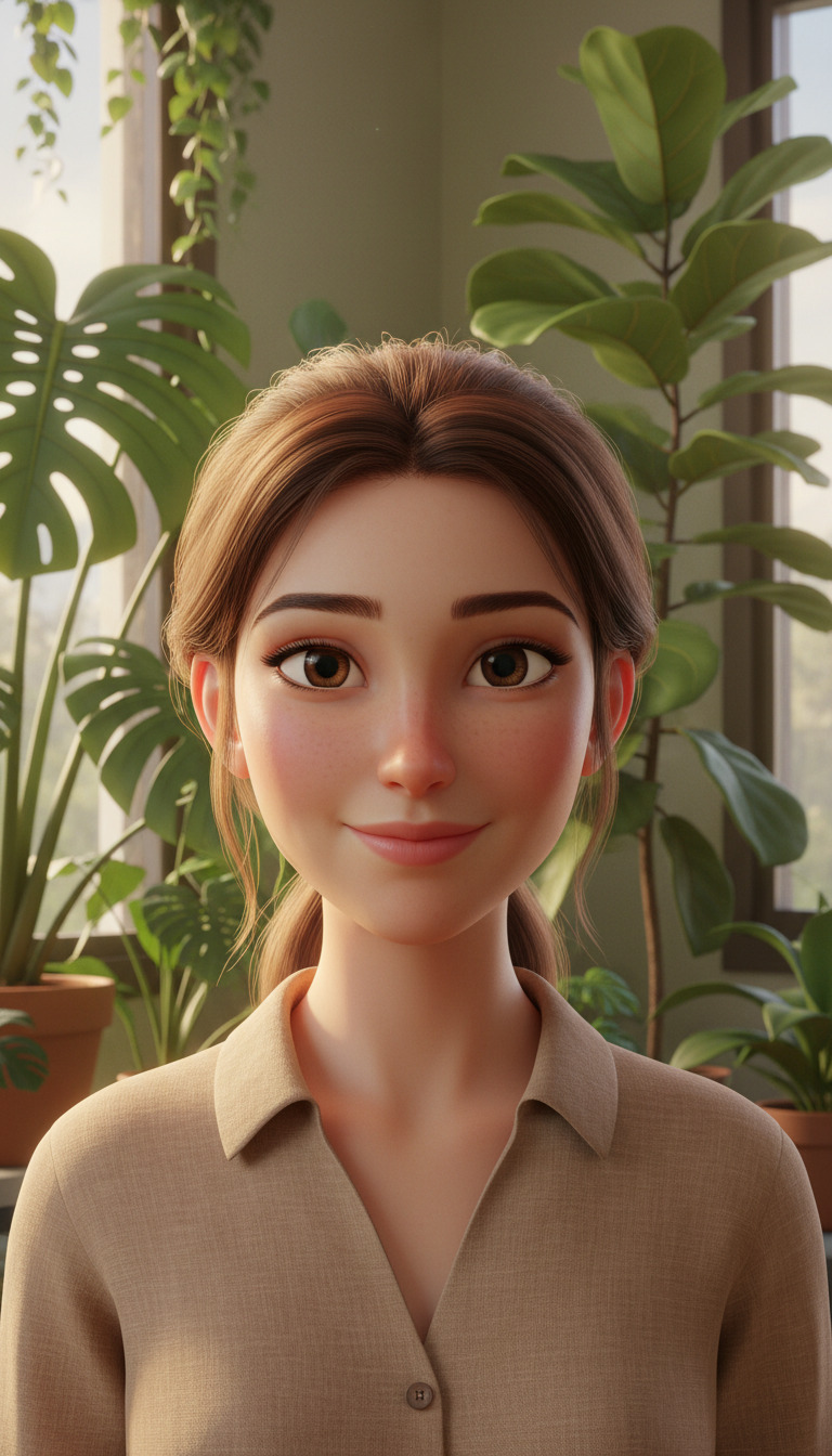 Young woman with long hair in a casual shirt