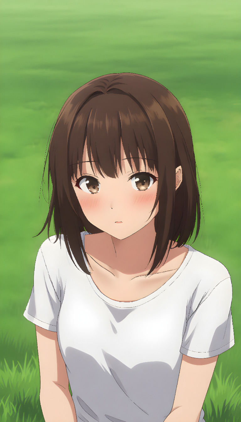 Young woman with short hair in casual attire