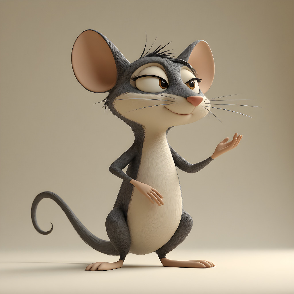Cartoon mouse character with a confident pose