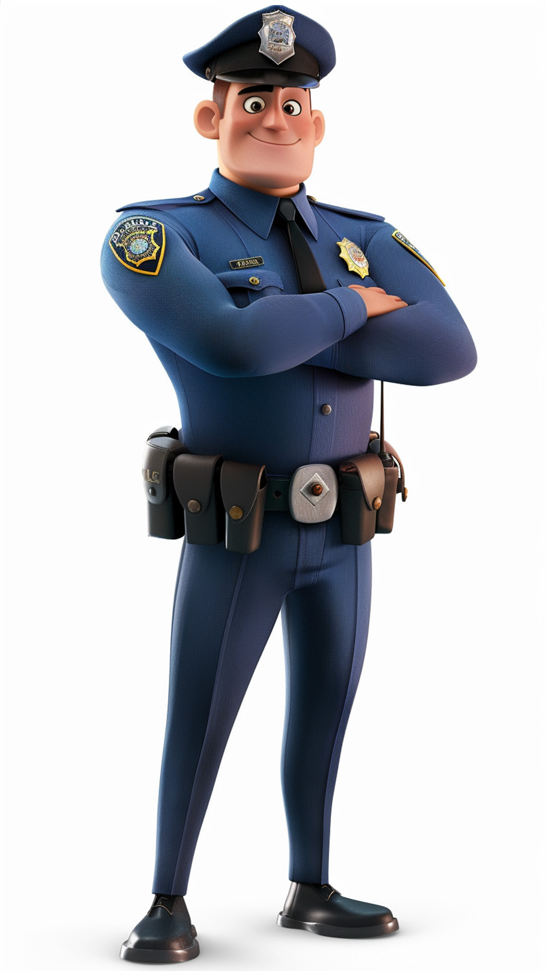 Cartoon male police officer in uniform