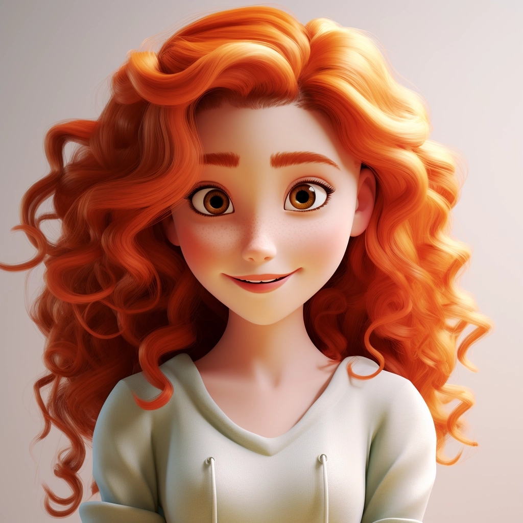 Young girl with curly red hair