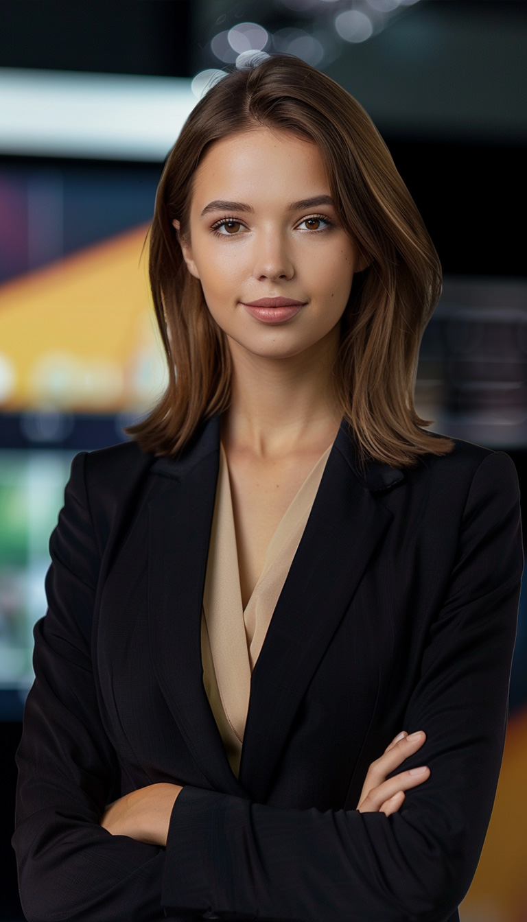 Young woman in business suit