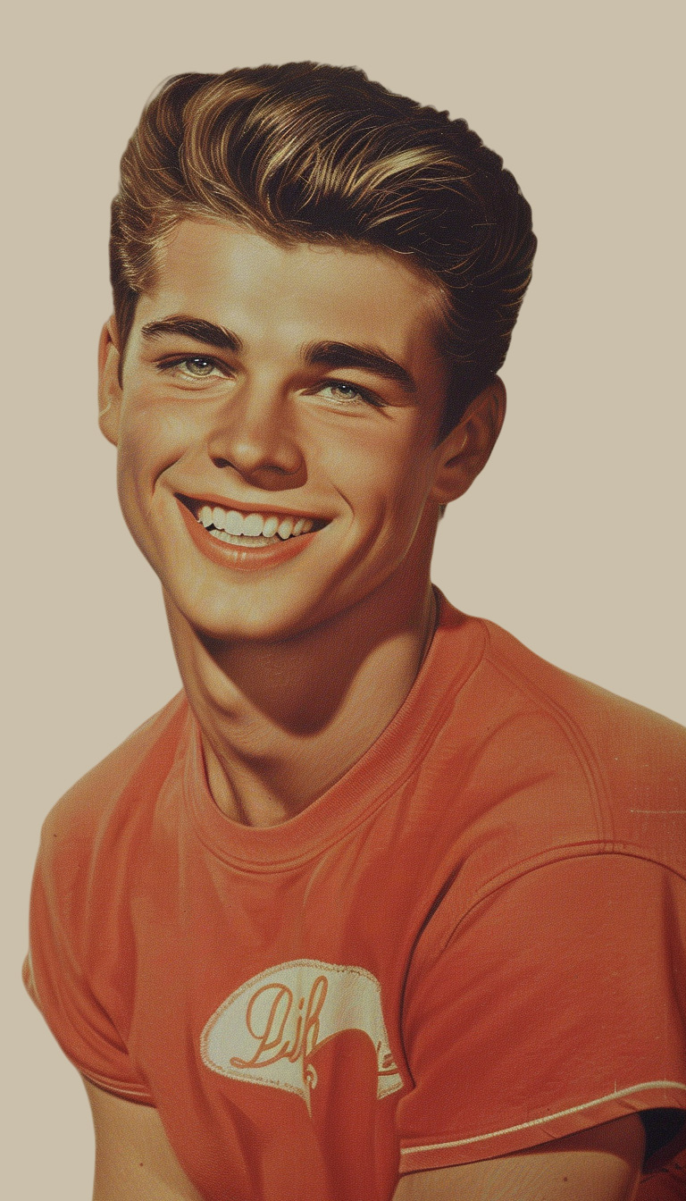 Young smiling male with short hair in a casual t-shirt