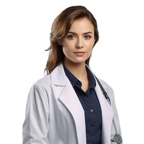 Young woman in a doctor's coat with a stethoscope