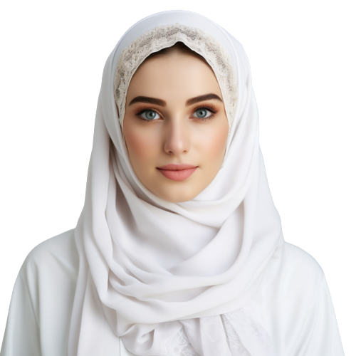 Young woman in a white hijab