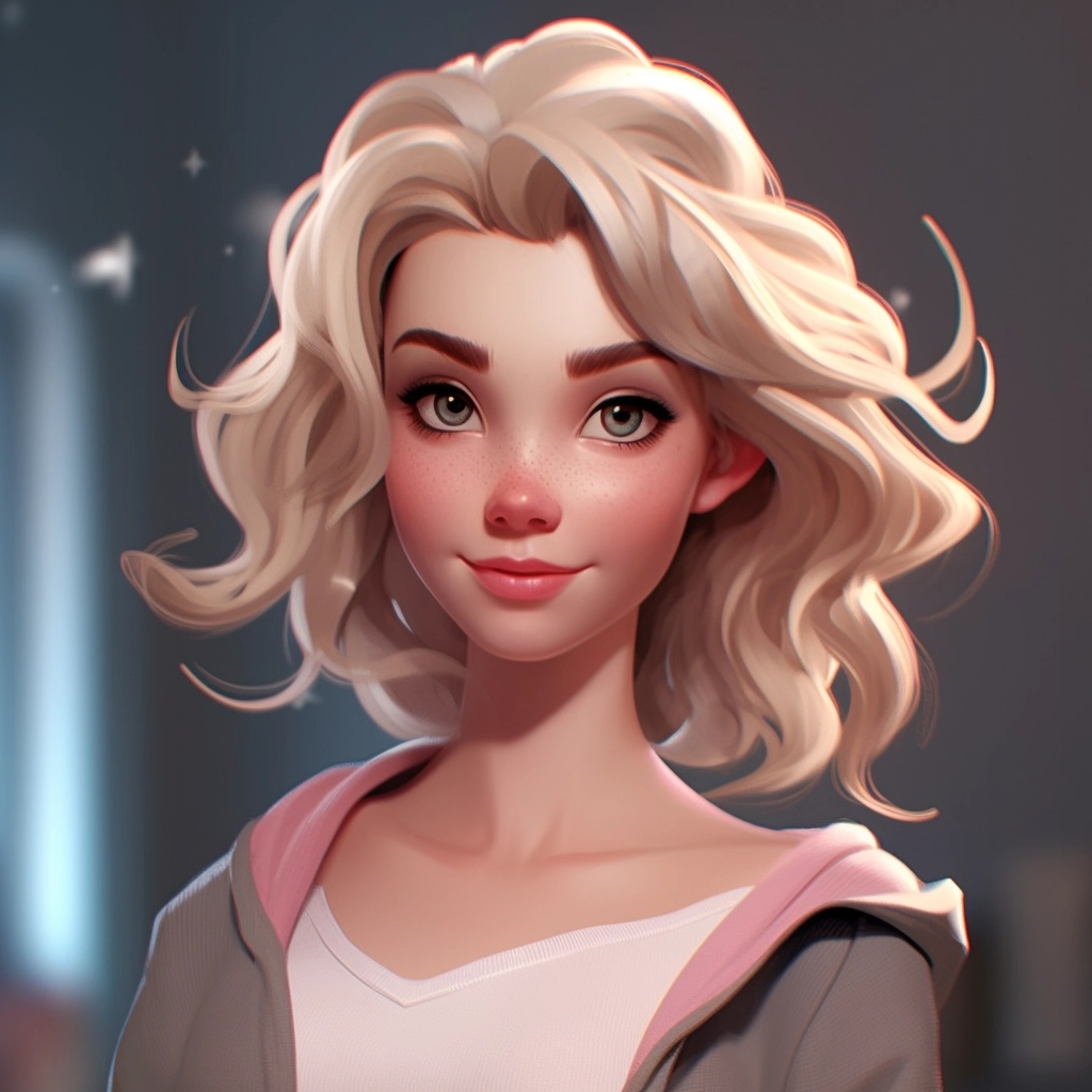 Young woman with wavy blonde hair and freckles