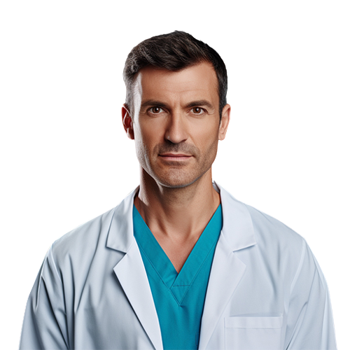Middle-aged male doctor in medical coat