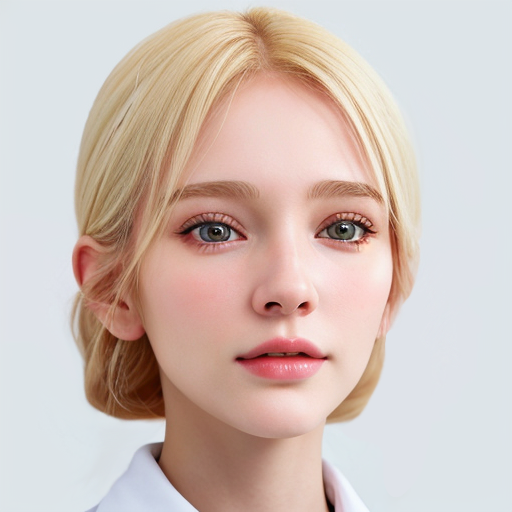 Young woman with blonde hair and neutral expression