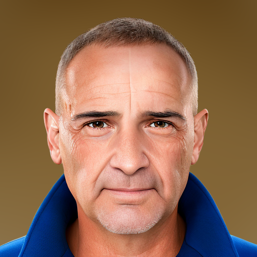 Middle-aged man with short hair in blue jacket