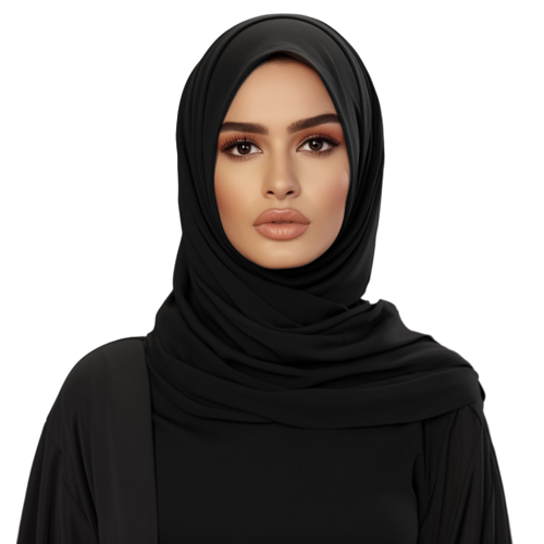 Young woman in black hijab