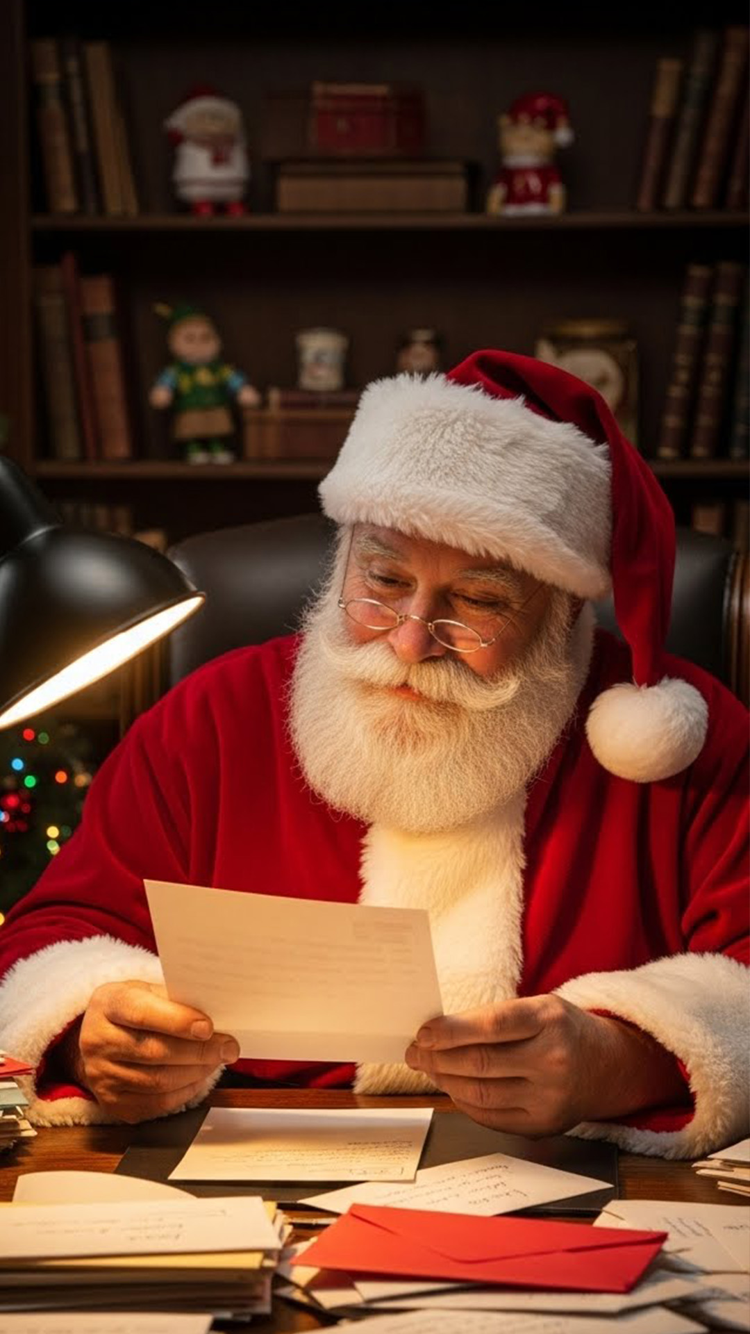 Santa Claus reading a letter