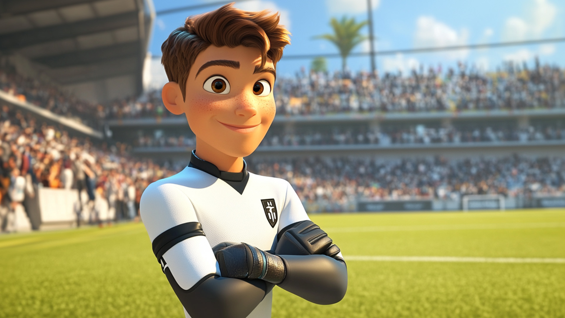 Young male soccer player in a sports uniform