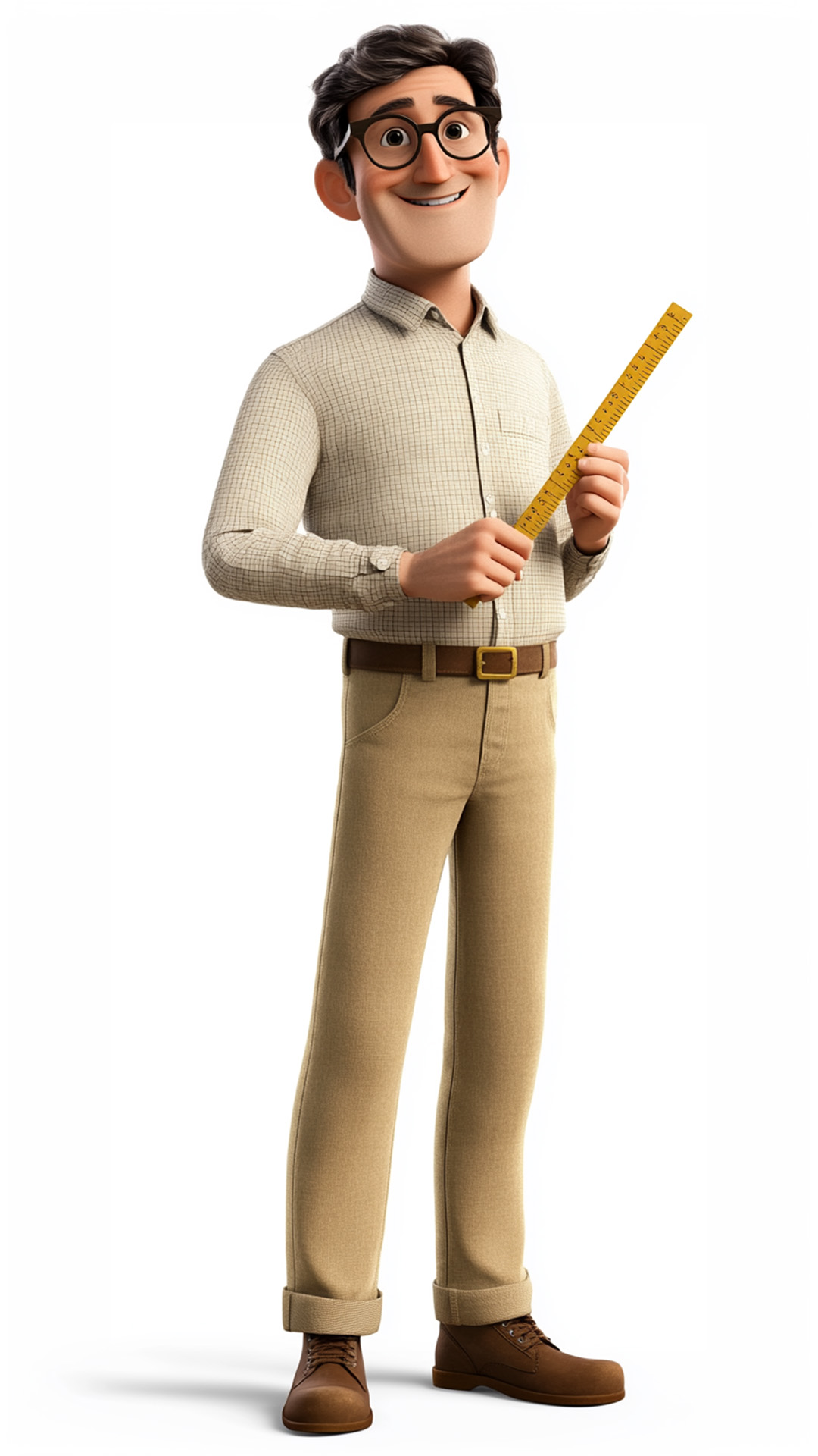 Young male character holding a ruler