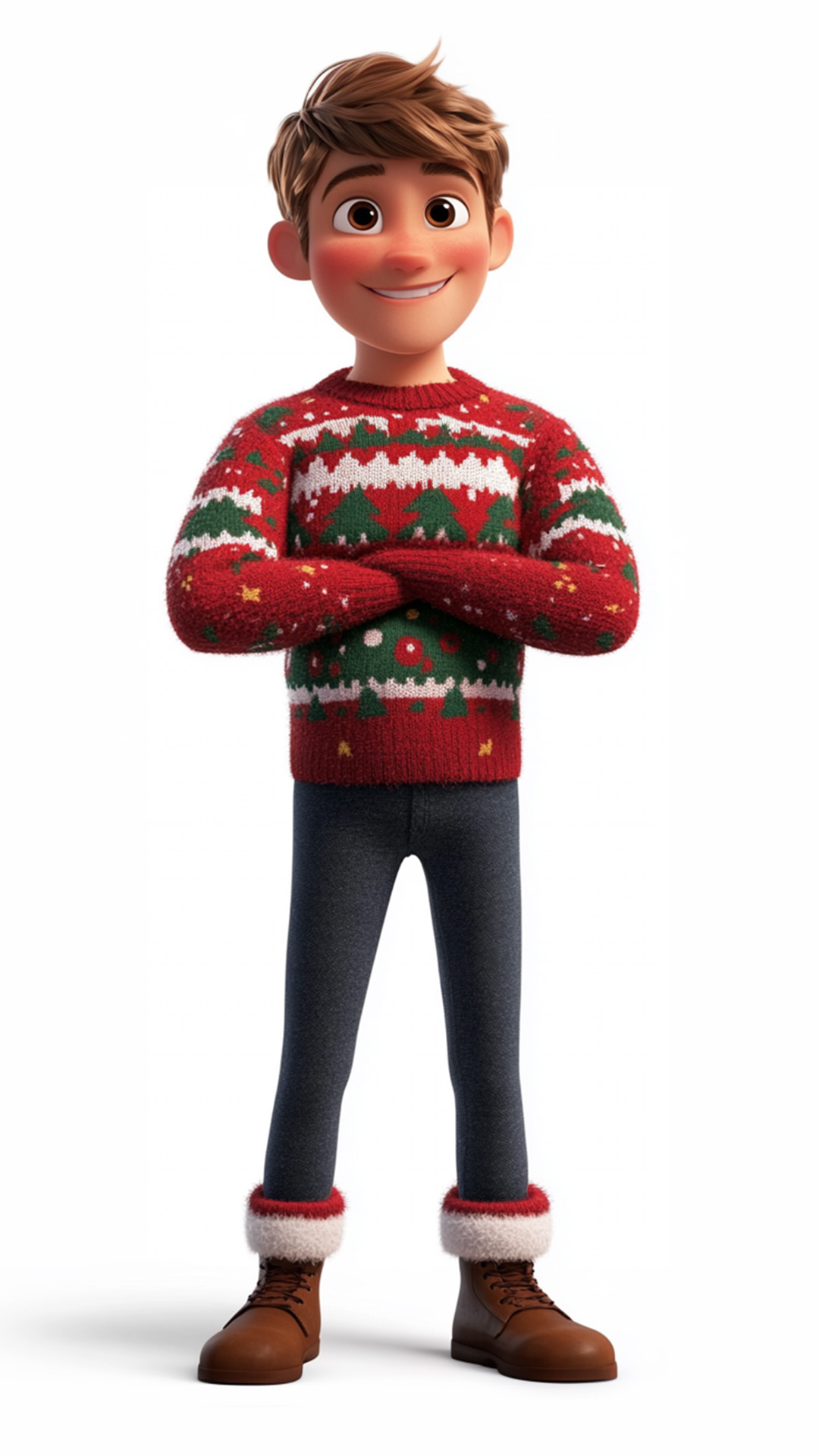 Young male character in a Christmas sweater
