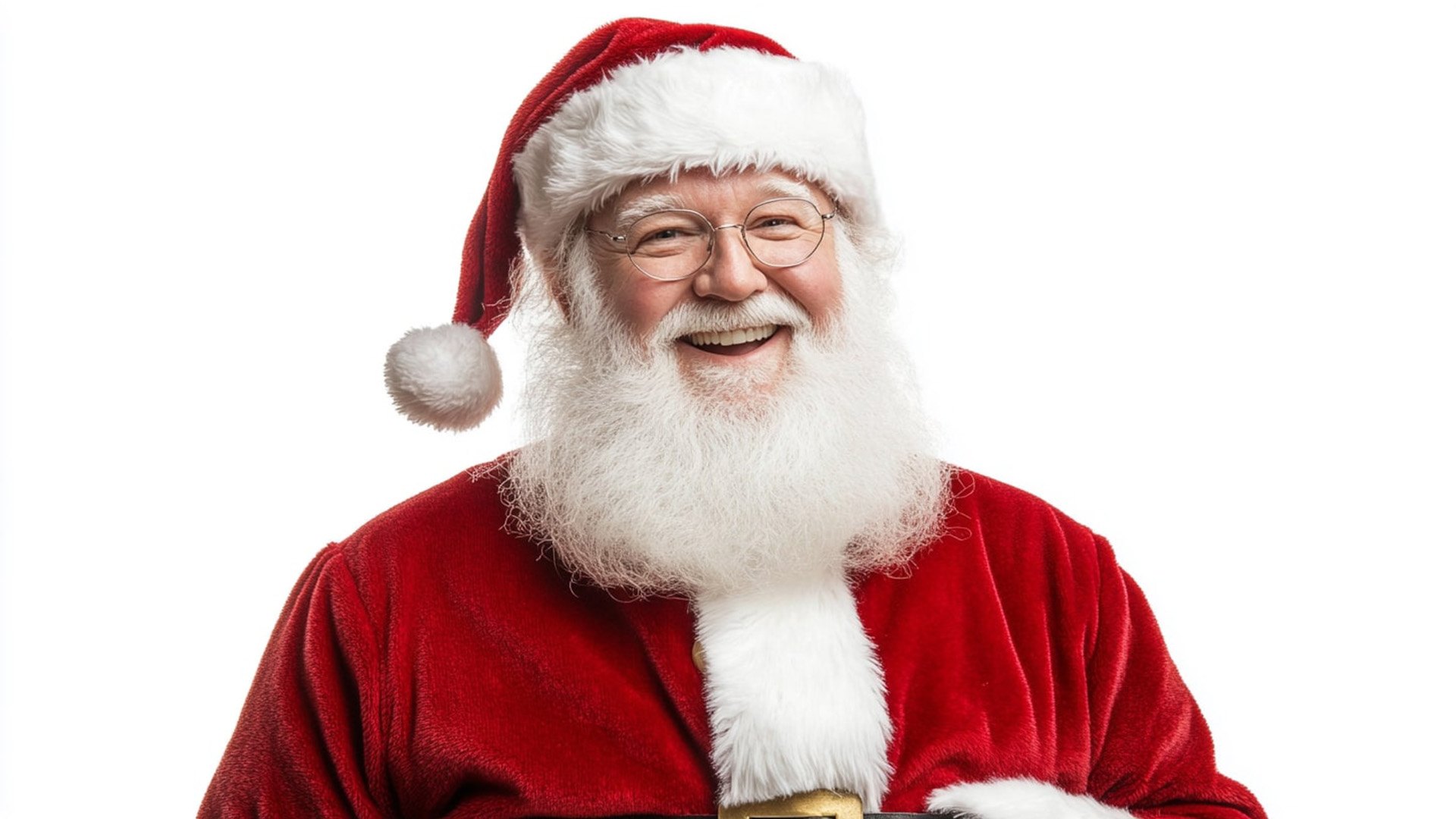 Smiling elderly man in Santa costume