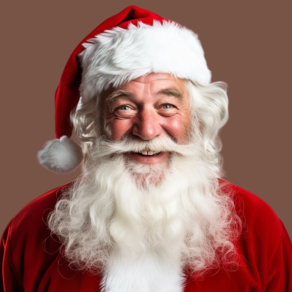 Smiling man in Santa Claus outfit