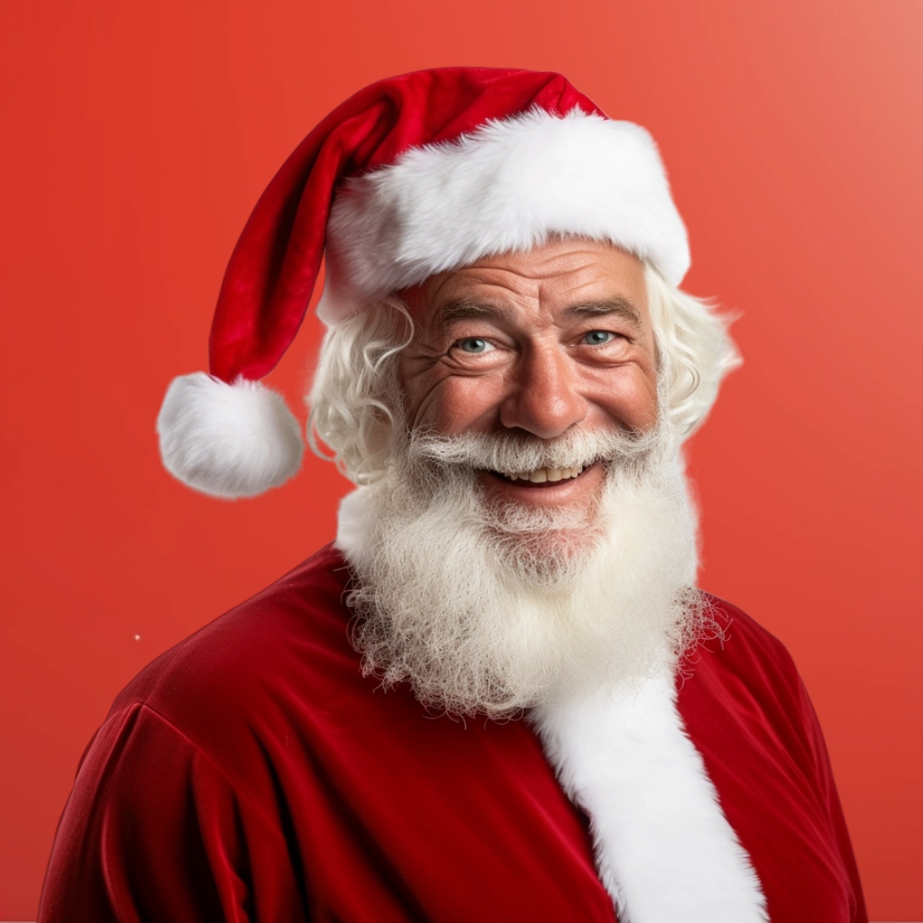 Smiling older man in Santa costume