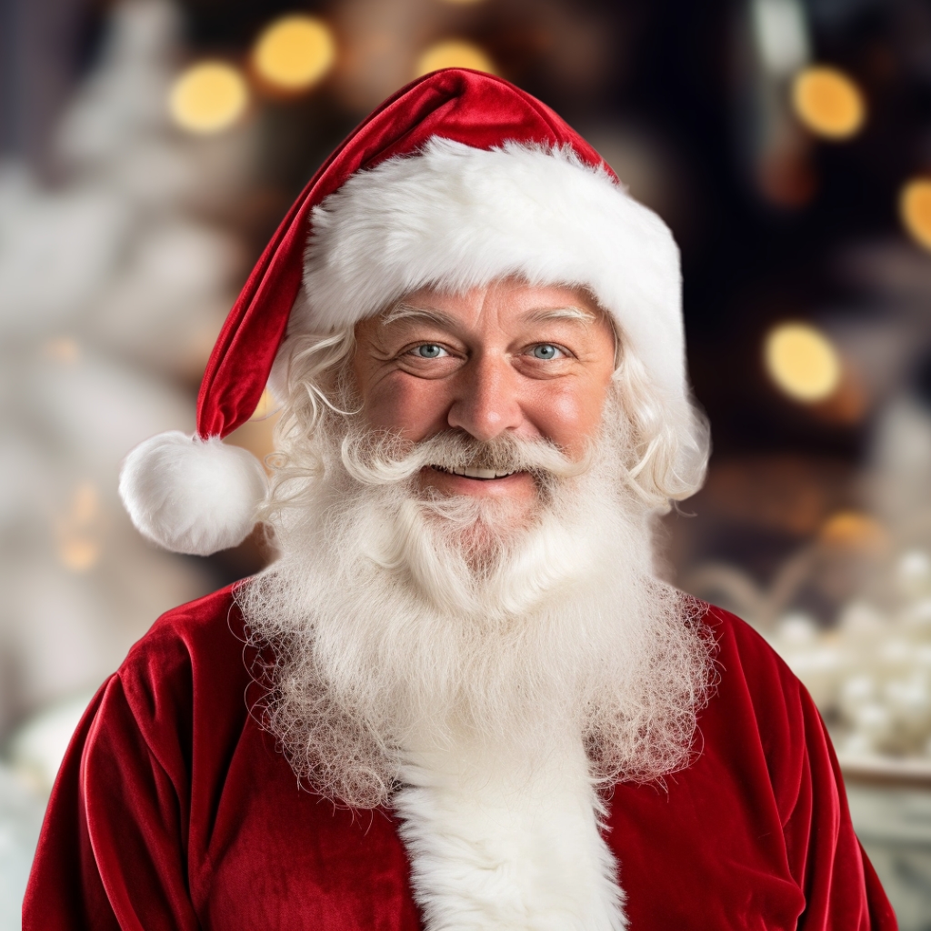 Smiling man in Santa Claus costume