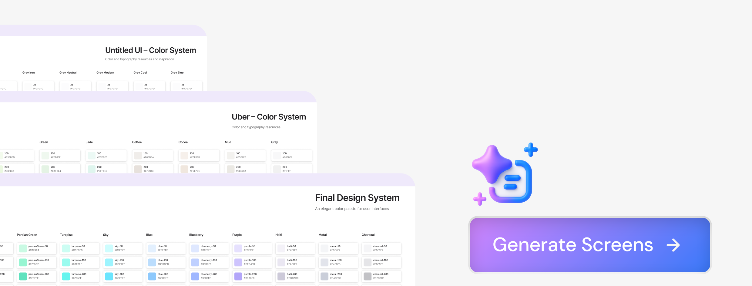 Use design system and generate screens