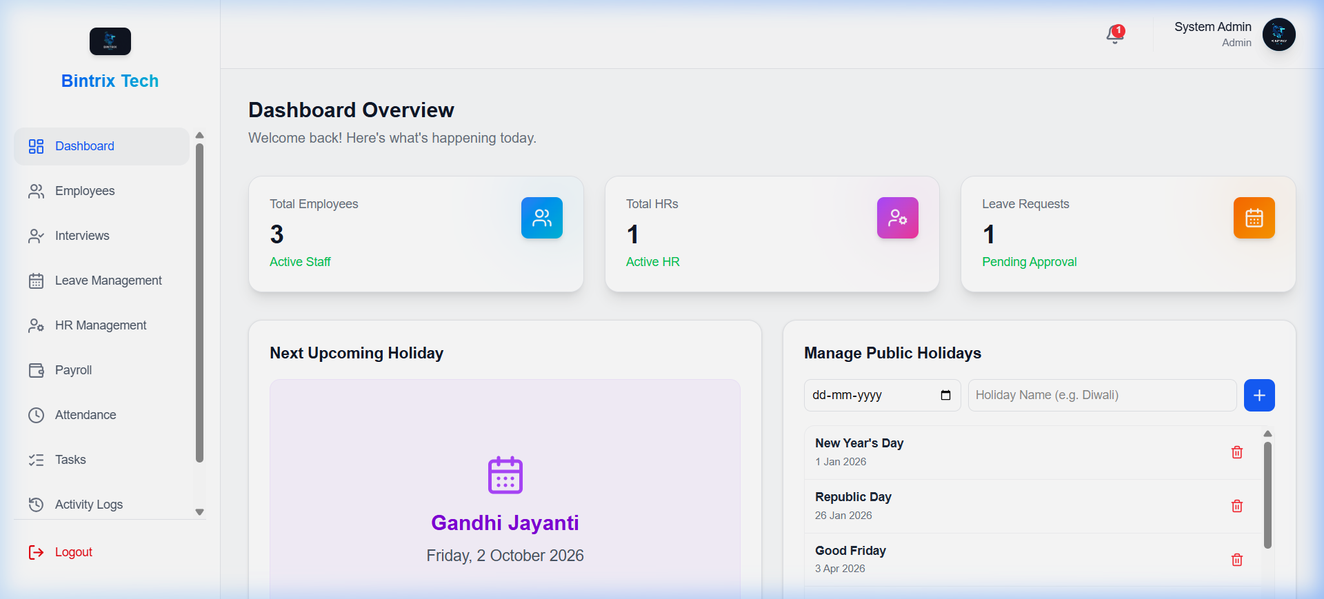 Employee Management System Web View