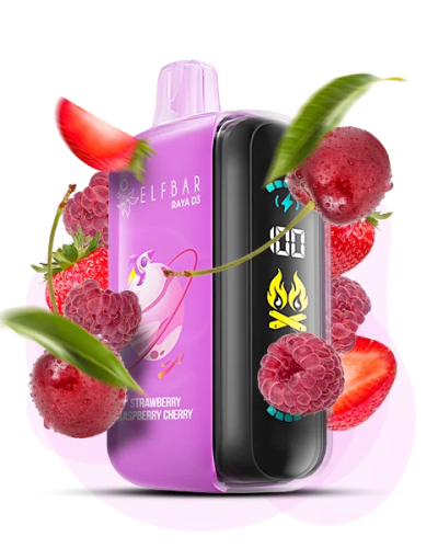 Одноразова Pod-система Elf Bar RAYA D3 25000 Strawberry Raspberry Cherry (ПОЛУНИЦЯ МАЛИНА ВИШНЯ) ...