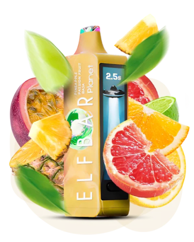 Одноразова Pod-система Elf Bar Planet 25000 Pineapple Passion Fruit Baja (МАРАКУЯ АНАНАС) - оригінальний вейп від Elfbar Одноразова Pod-система Elf Bar Planet 25000 Pineapple Passion Fruit Baja (МАРАКУЯ АНАНАС) від Elf...