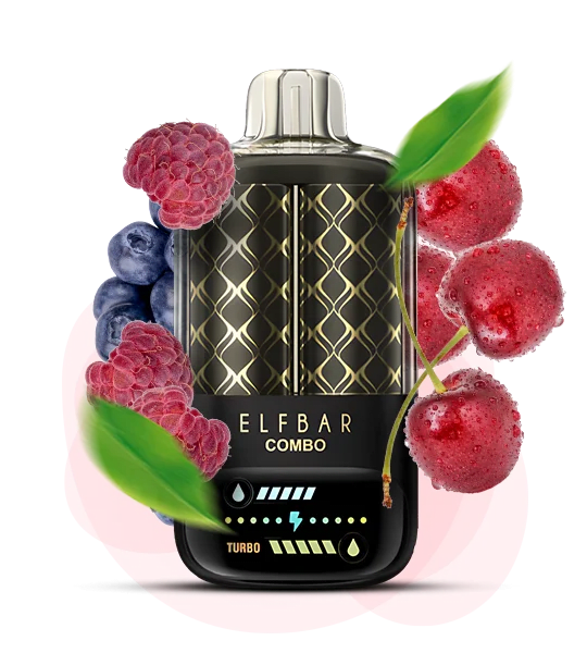 Одноразова Pod-система Elf bar COMBO 20 000 – 25 000 Blueberry Sour Raspberry & Cherry (МАЛИНА ЧОРНИЦЯ ВИШНЯ КИСЛИЙ)