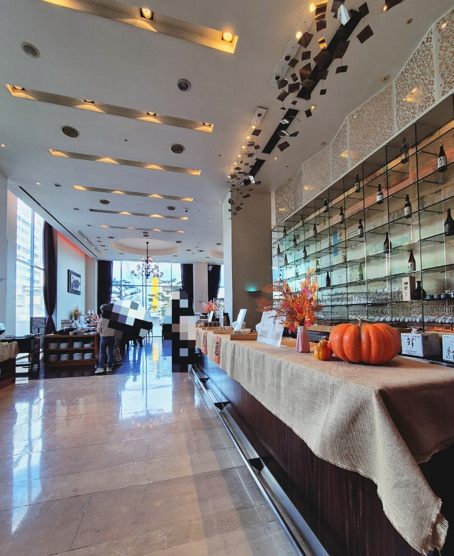 Long hall at Patio with the buffet counter along one side and windows on the other