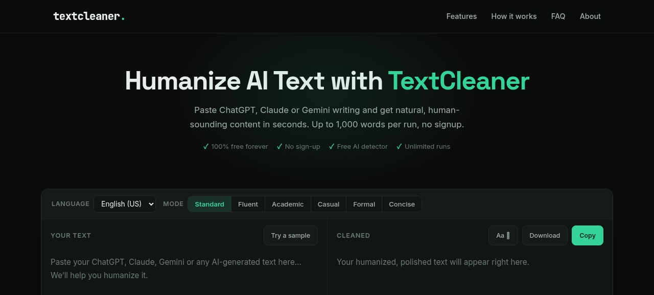 TextCleaner homepage