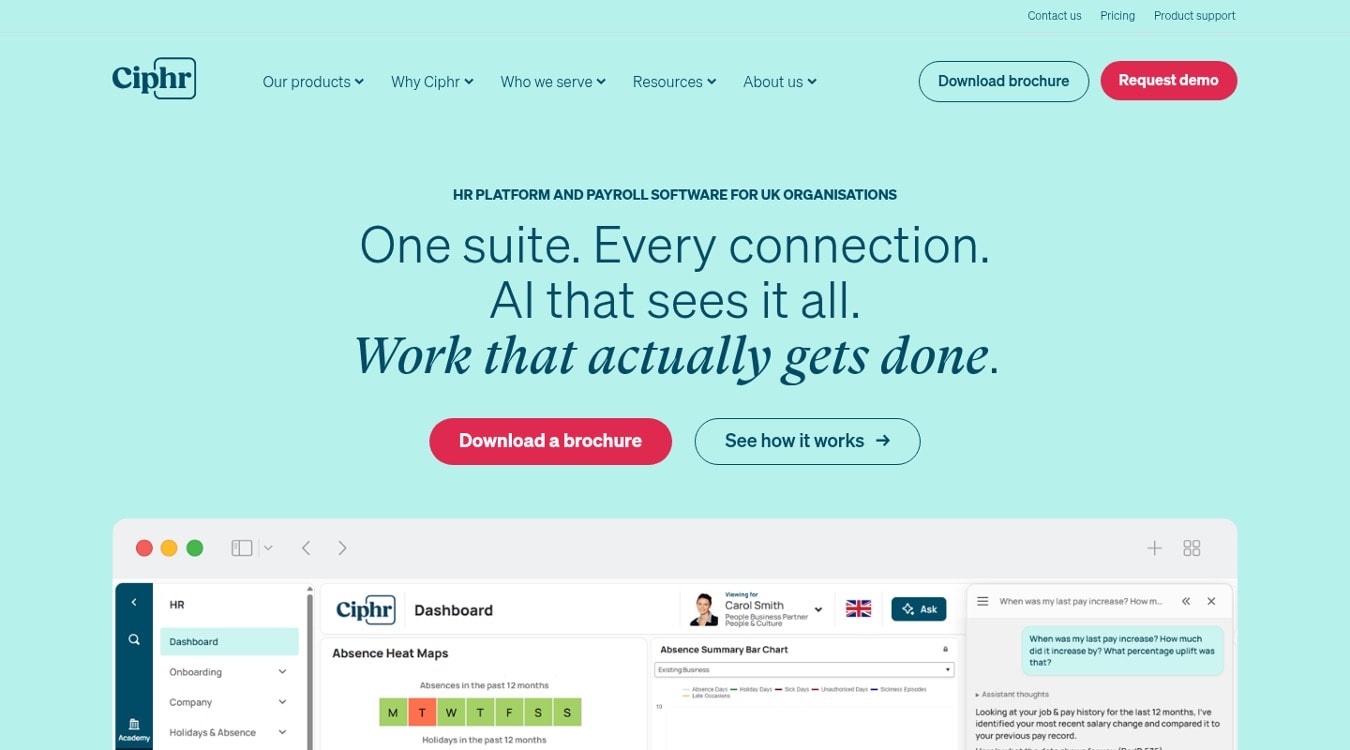 CIPHR  Best for established UK organisations wanting one integrated suite
