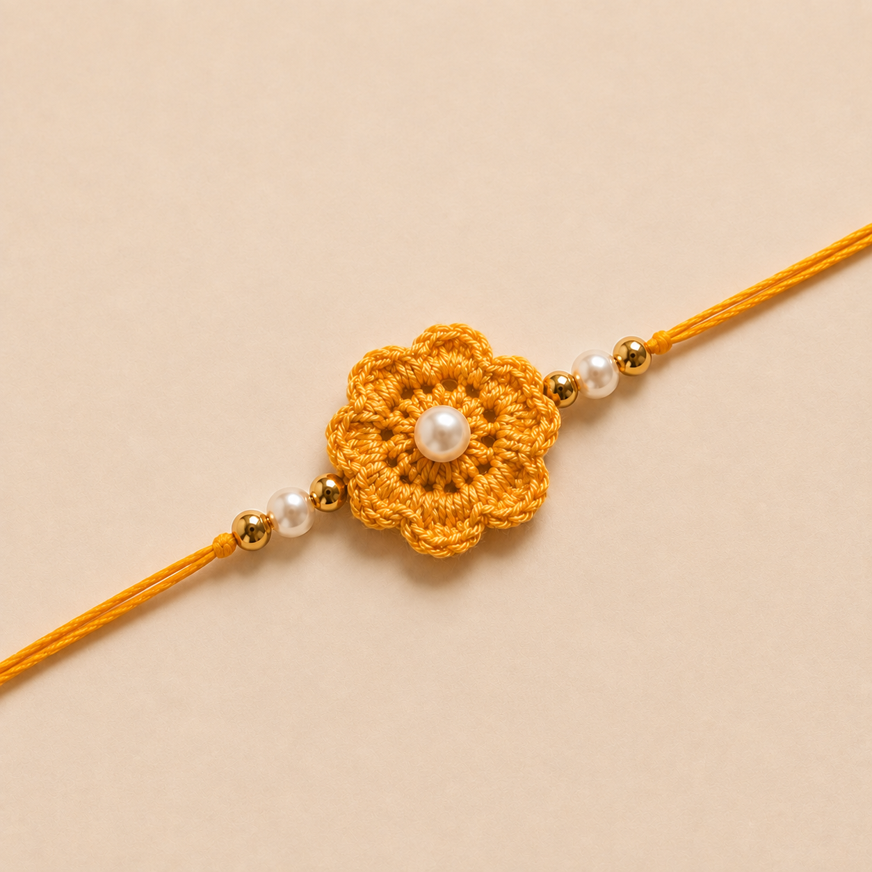 Golden Bloom Pearl Rakhi
