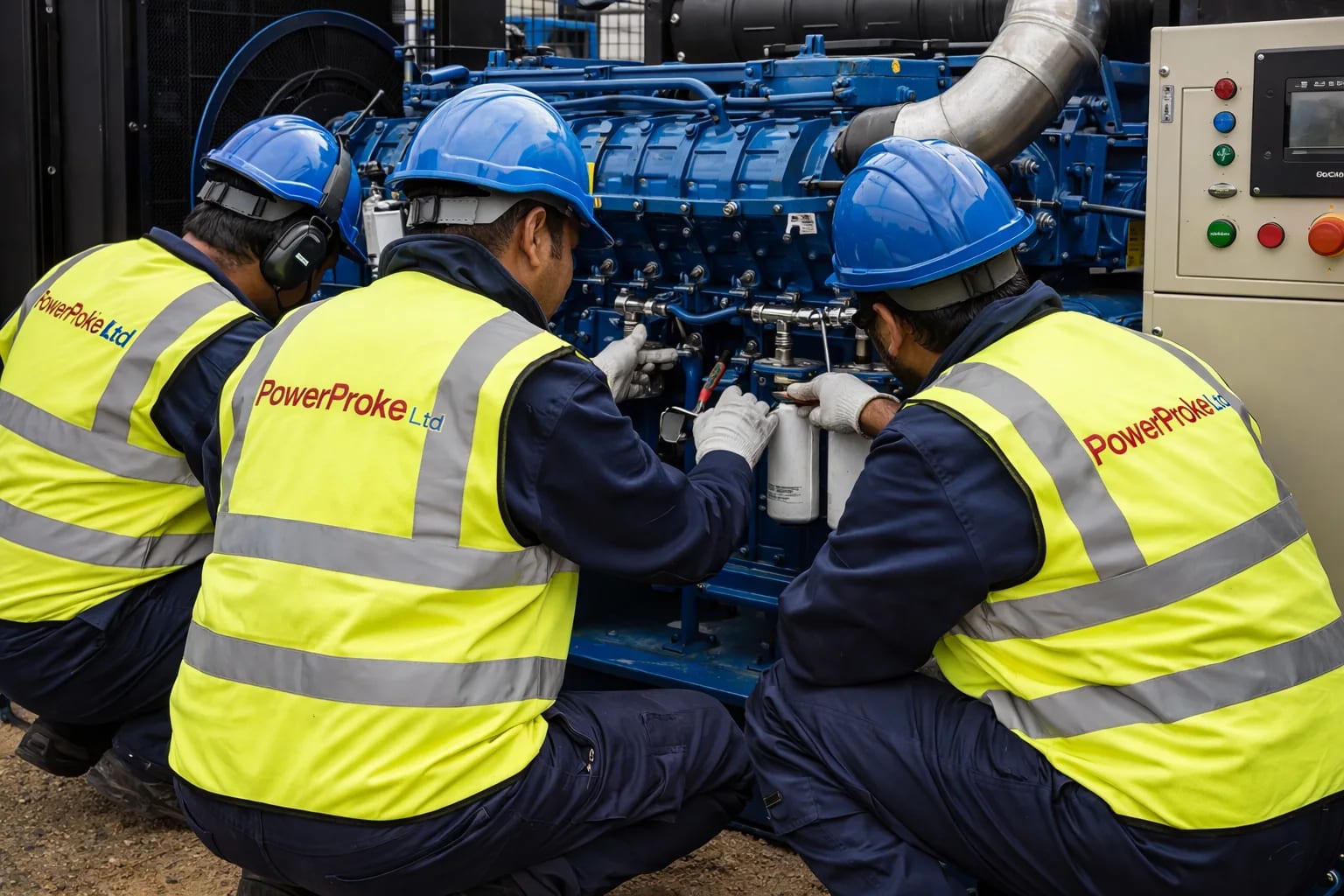 Heavy-duty diesel generator providing emergency power on site
