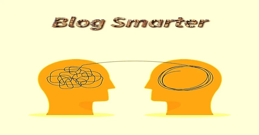 Two connected orange heads with Blog Smarter text