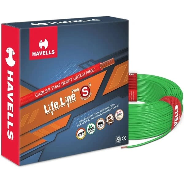 Havells 6.0 sq mm Copper Cable-90mtrs bundel – Green · 6.0sqmm