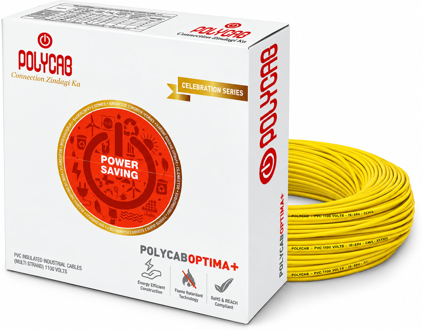 Polycab-Optima+ 1.0 Sqmm Copper Wire-90mtr bundel – Yellow