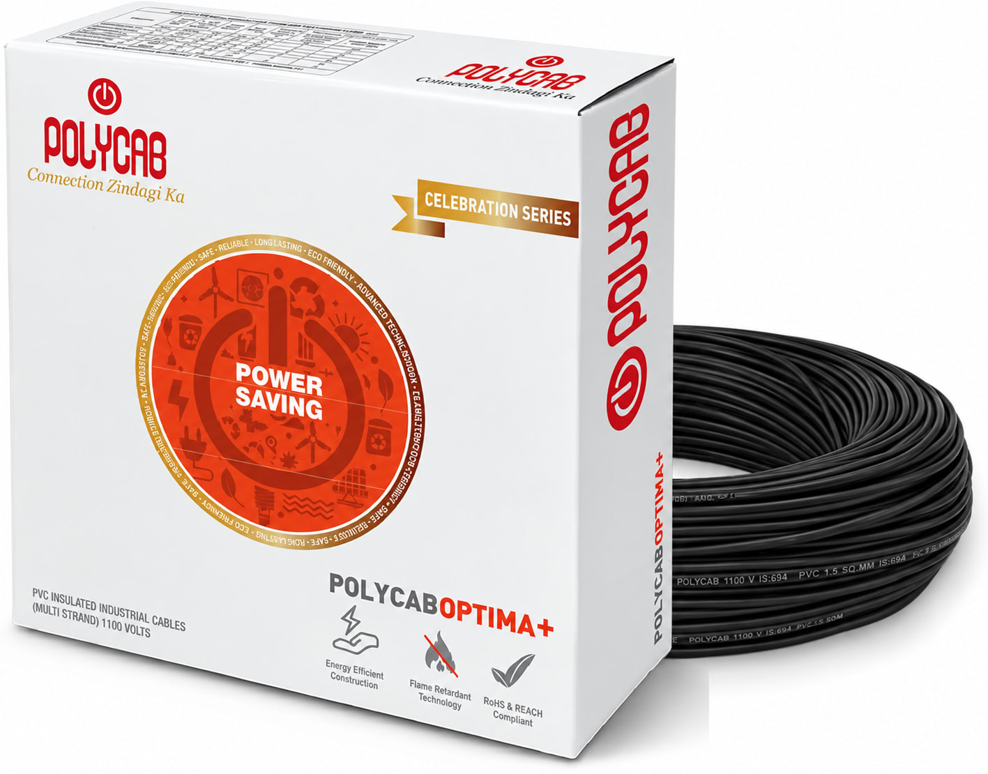 Polycab-Optima+ 1.0 Sqmm Copper Wire-90mtr bundel – Black