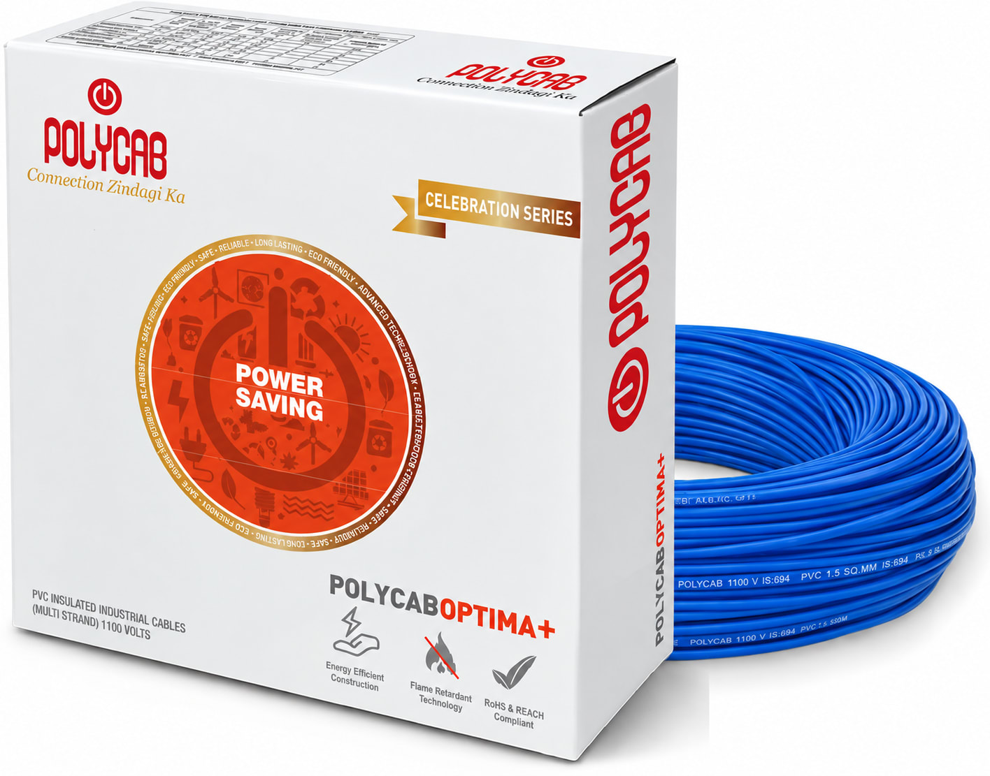 Polycab-Optima+ 1.0 Sqmm Copper Wire-90mtr bundel – Blue