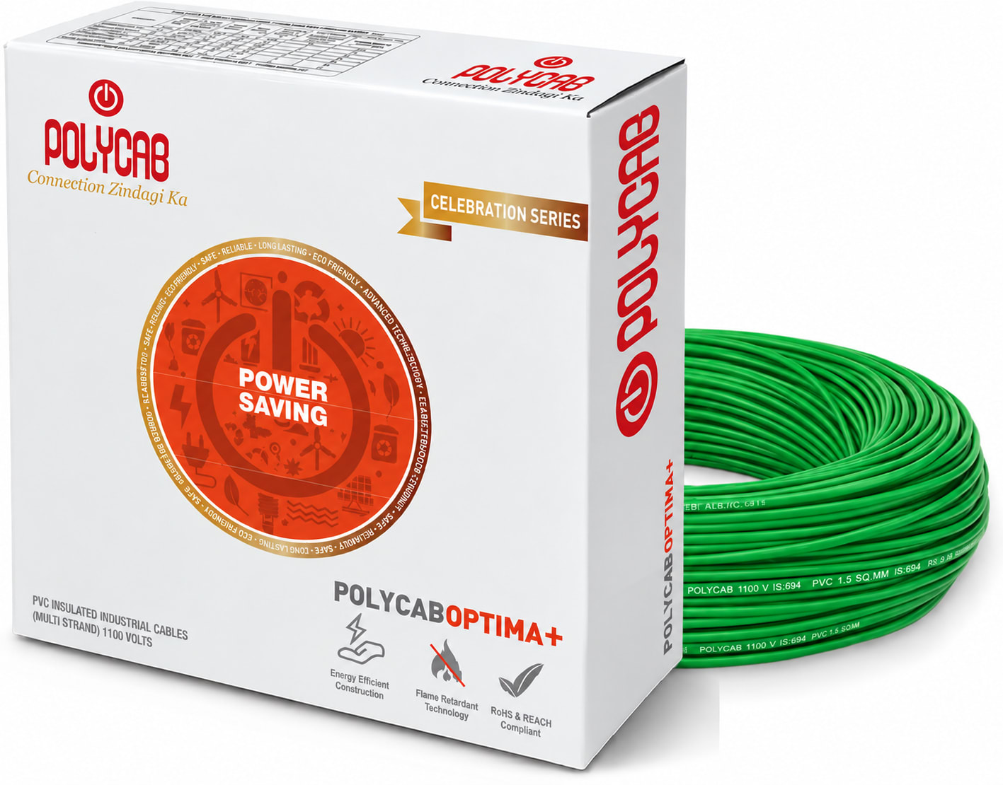 Polycab-Optima+ 1.0 Sqmm Copper Wire-90mtr bundel – Green