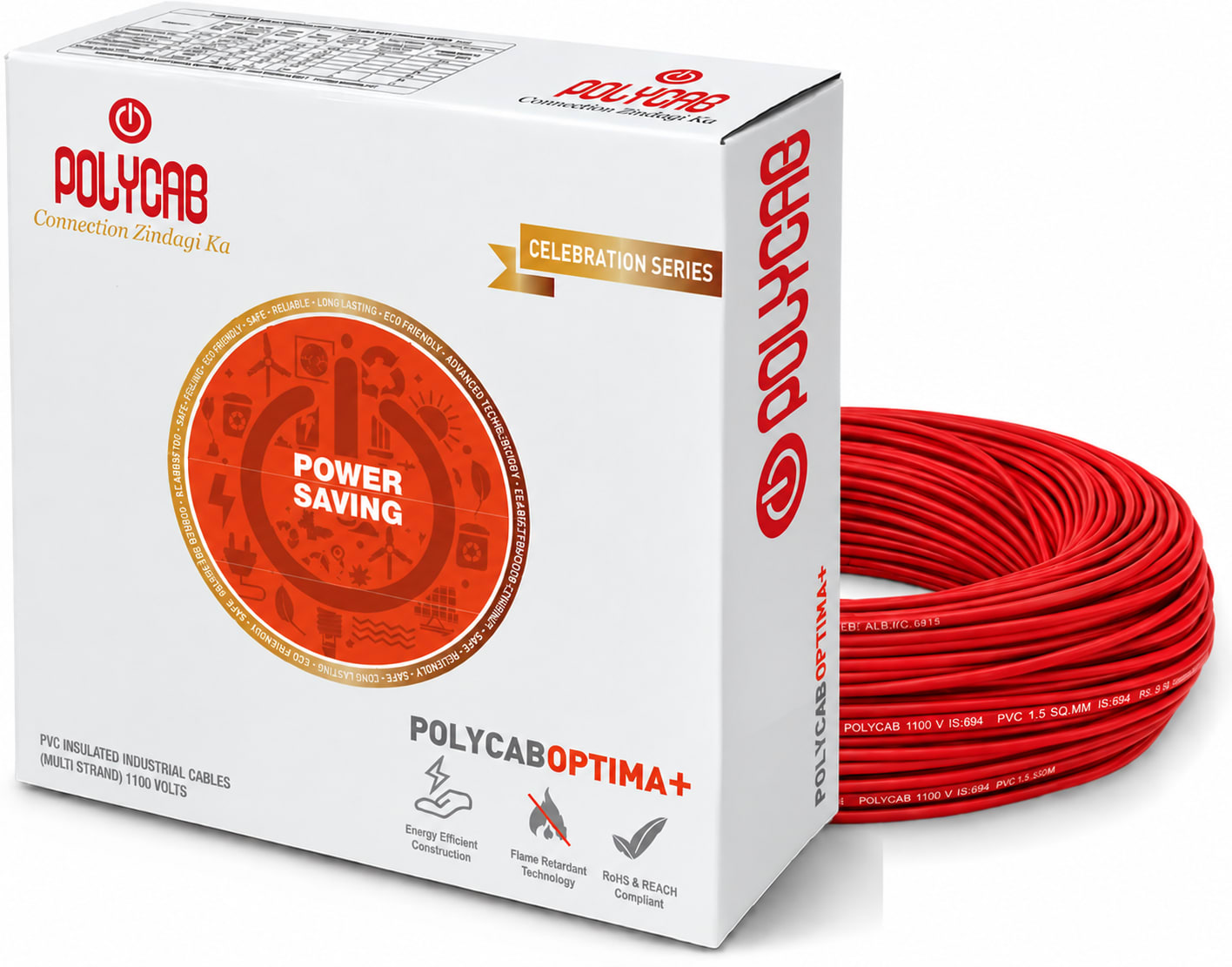 Polycab-Optima+ 1.0 Sqmm Copper Wire-90mtr bundel – Red